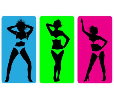kadın striptiz bikini silhouettes.vector