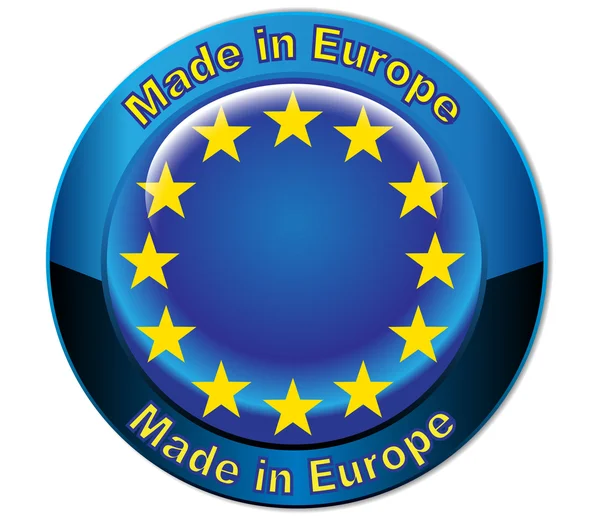 Made in Europe flag globe button — Stock Vector