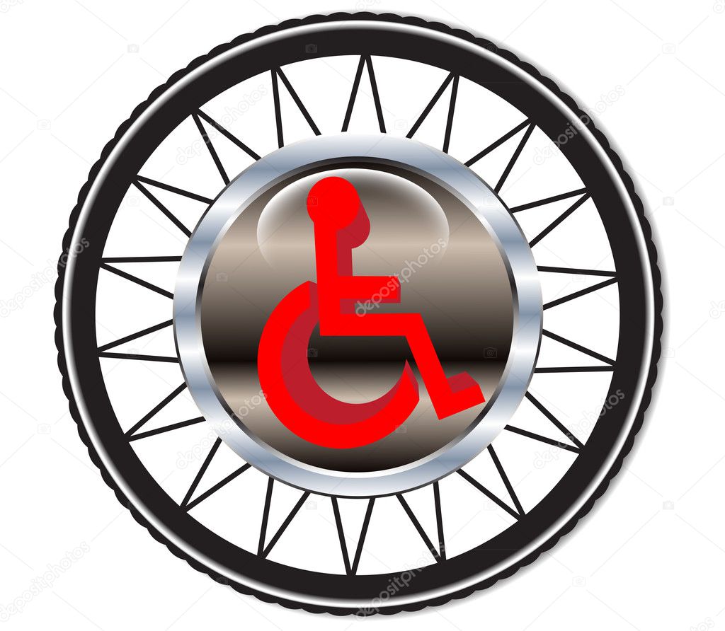 Disability sign on the background of wheels.Vector