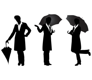 umbrella.vector kızlarla Silhouettes