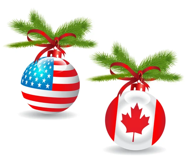 Рождественский мяч с США, канадский flag.Vector — стоковый вектор