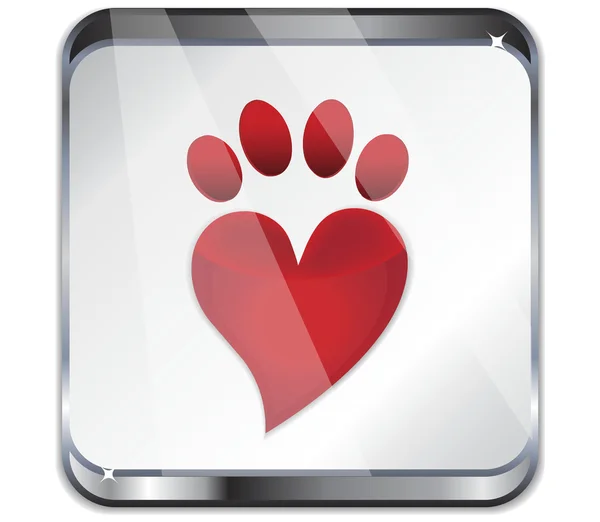 Glass icon Love paw print.Vector — Stock Vector
