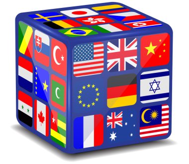 ülke bayrakları 3d cube.vector