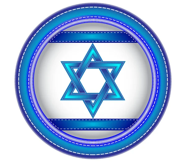 Botón bordado en la bandera de Israel — Vector de stock