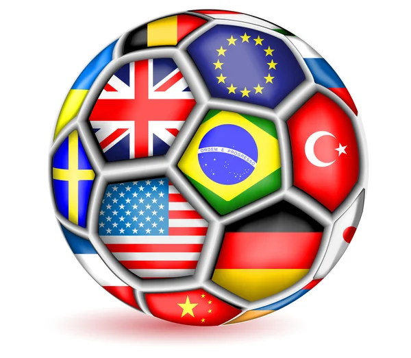 Ballon de football avec drapeaux.Vector — Image vectorielle