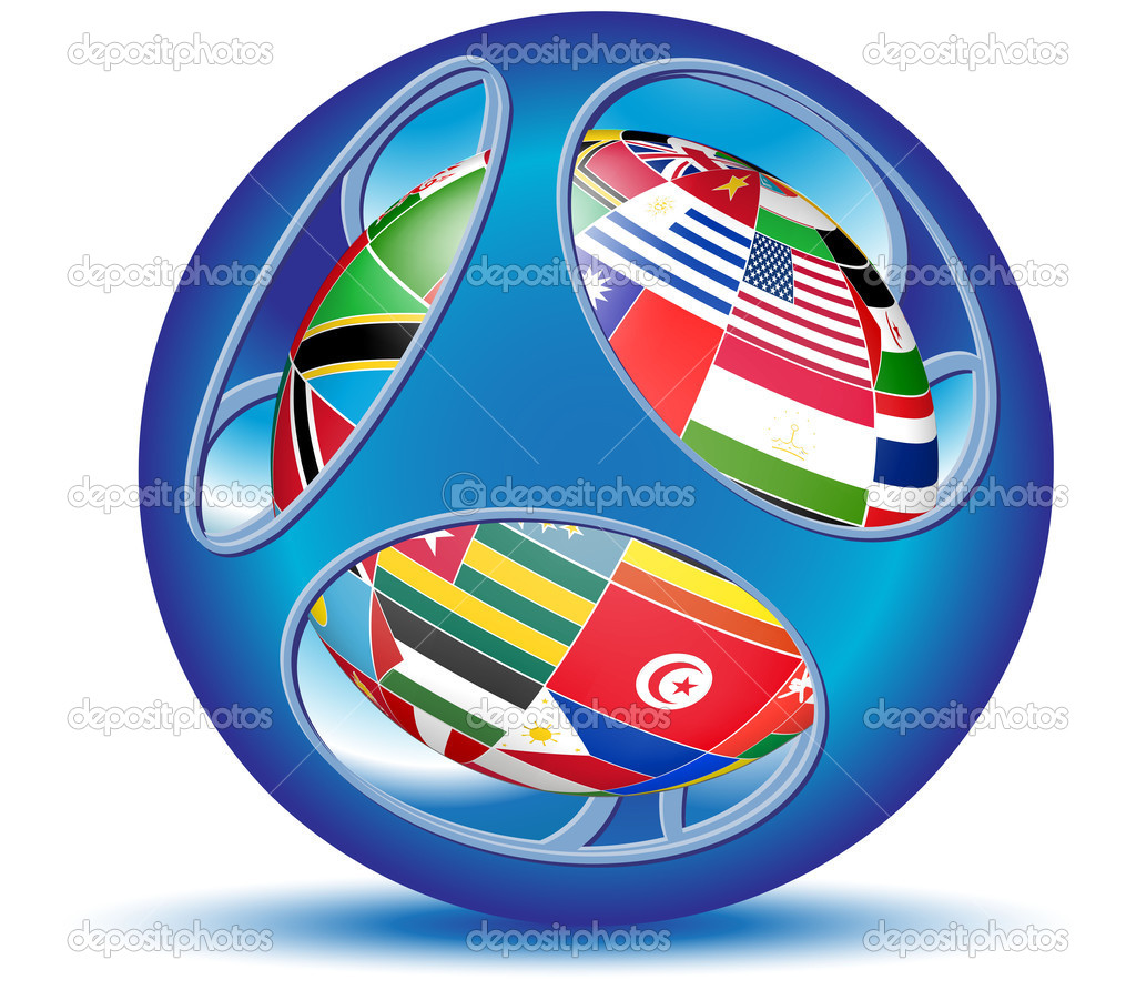 3D Sphere Surface with a globe flag.Vector