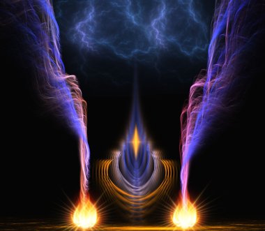Fractal composition smoke with fire clipart