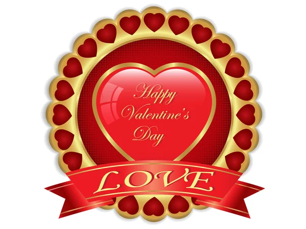 Valentine den zlatý štítek — Stockový vektor