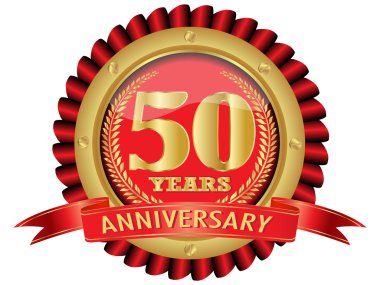 50 yıl yıldönümü altın etiket şeritler