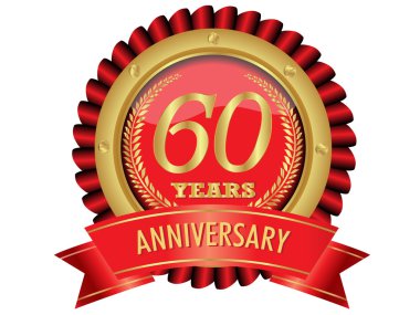 60 yıl yıldönümü altın etiket şeritler