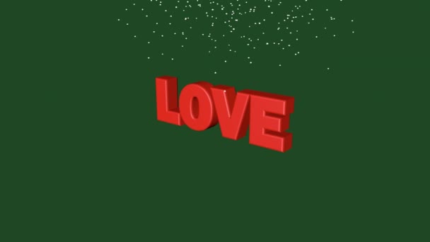 雪の3Dレンダリングアニメーションのテキスト Love — ストック動画