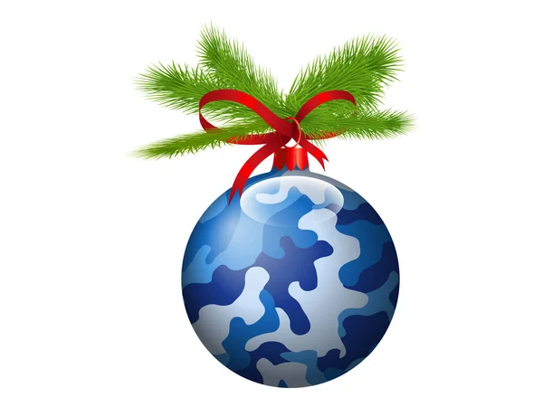 Frohe Weihnachten Camouflage Blau Ball Vector — Stockvektor