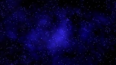 3d Canlandırma Uzayda Mavi Nebula ve Yıldızlarda Uçuyor