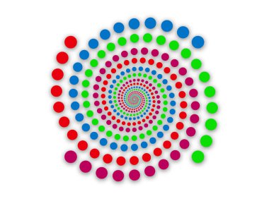 Yarım ton noktalar daire şeklinde yuvarlak logo şeklinde. Vektör.