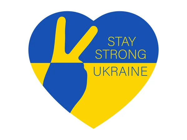Ucrânia Bandeira Coração Isolado Mão Paz Sym Vector —  Vetores de Stock