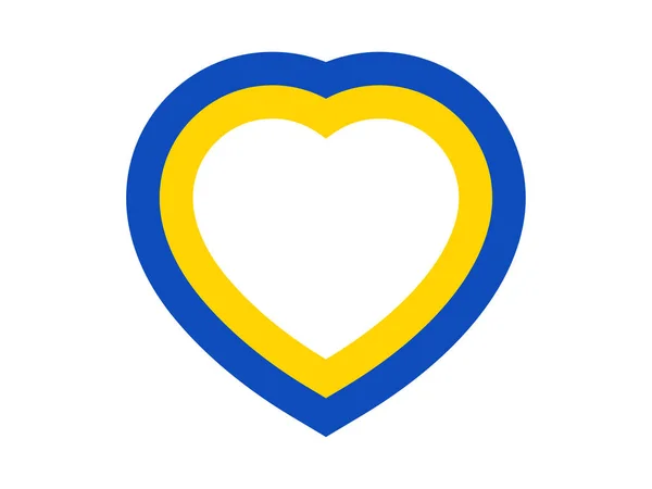 Forma Coração Bandeira Ucrânia Isolado Fundo Branco Vetor — Vetor de Stock