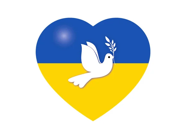 Heart Flag Ukraine Dove Peace Vector — Stock Vector