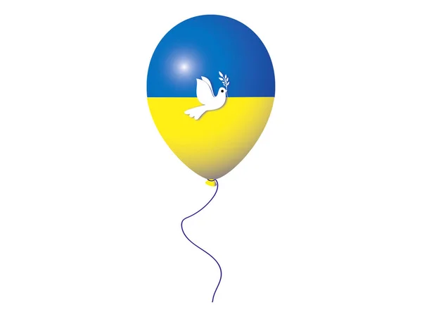 Ballon Vlag Van Oekraïne Met Duif Van Vrede Vector — Stockvector