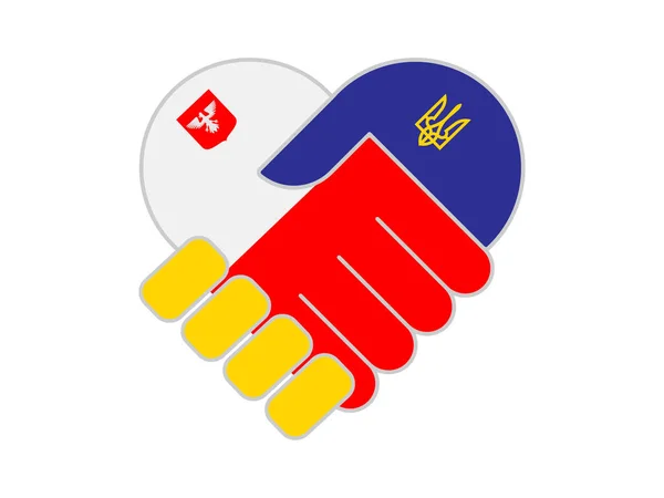 Symbole Poignée Main Aux Couleurs Des Drapeaux Nationaux Pologne Ukraine — Image vectorielle