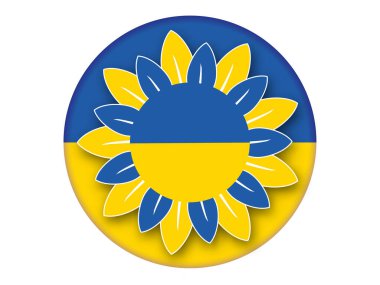 Ukrayna Bayrağı Sarı Ayçiçeği Ana Hattı Düğmesi. Vektör