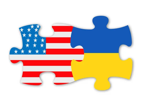 Abd Ukrayna Bayrakları Beyaz Arka Planda Izole Edildi Vektör — Stok Vektör