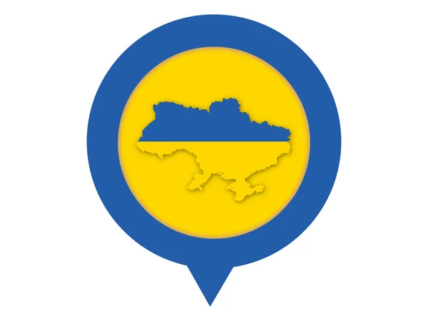 Ukraine Flag Icon Shape Pointer Map Vector — Stock vektor