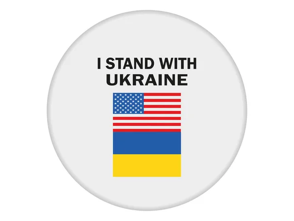 Stand Ukraine National Flags Usa Ukraine Button Vector — 스톡 벡터