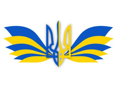 Flag Ukraine , National Emblem, With Wings. Vector
