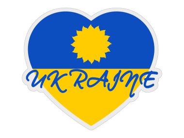 Ukrayna Bayrağı Ayçiçeği Kalbi - Ukrayna 'ya Aşk. Vektör