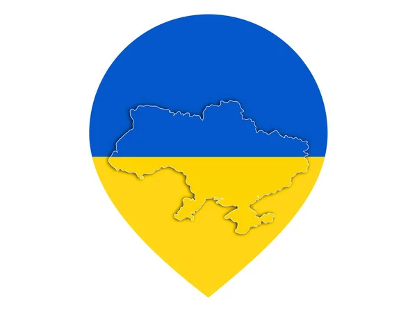 Ukraina Flagga Karta Läge Pin Ikon Vektor — Stock vektor