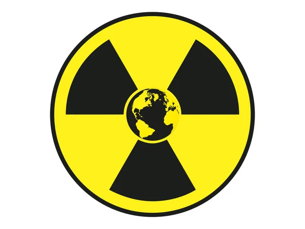 Contaminación Por Radiación Del Planeta Tierra Signo Amarillo Contaminación Por — Archivo Imágenes Vectoriales