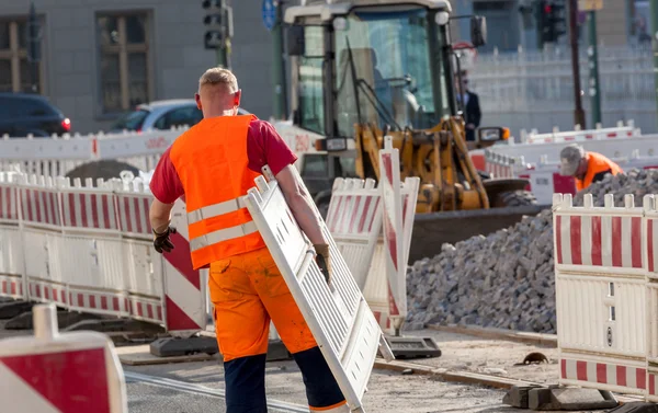 Man in road construction — Stock Photo, Image