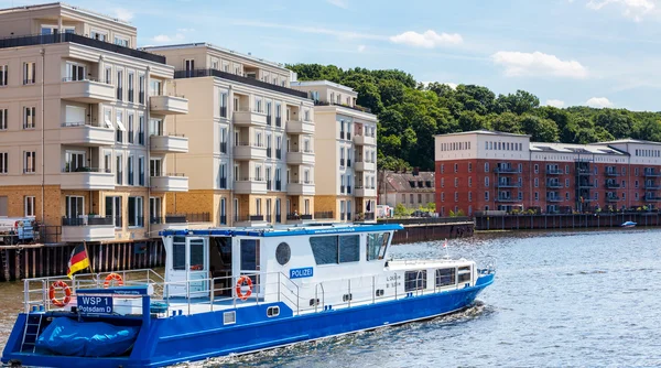 Police boat in Potsdam — Stock Photo, Image