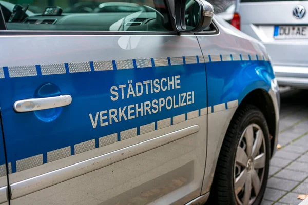 Veículo Polícia Trânsito Municipal Frankfurt Main Hesse Alemanha — Fotografia de Stock