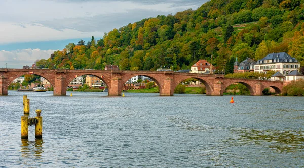 Heidelberg Avec Vieux Pont Belles Demeures Anciennes Sur Neckar Bade — Photo