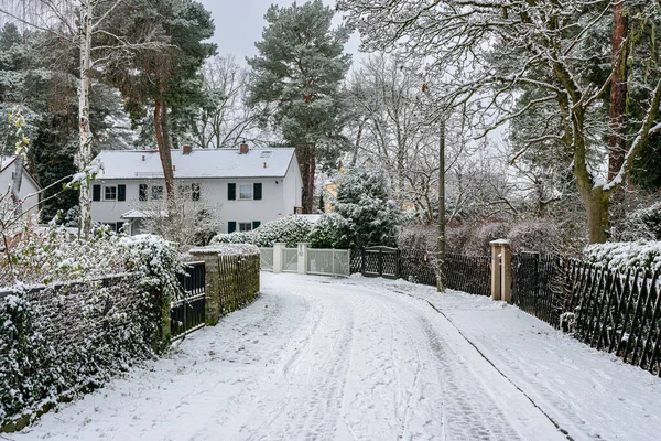 Winterse Besneeuwde Straten Pleinen Hoofdstad Berlijn — Stockfoto