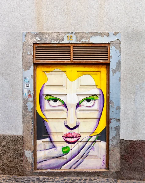 Τέχνη Του Δρόμου Στο Διάσημο Rua Santa Maria Στο Funchal — Φωτογραφία Αρχείου
