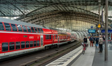 Travellers, tourists in and around Berlin Central Station, Germany
