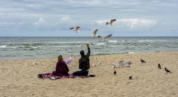 Autumn Weather Beach Baltic Sea Midzyzdroje Poland — Stock Photo, Image