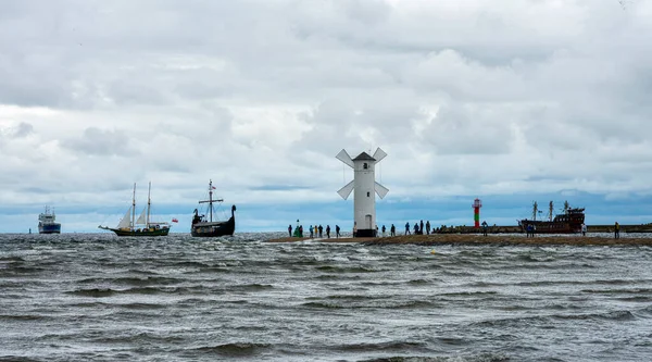 Famous Mhlenbake Lighthouse Mole Swinoujscie Island Usedom Mecklenburg West Pomerania — ストック写真