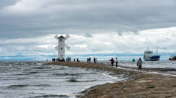 Famoso Faro Mhlenbake Topo Swinoujscie Isla Usedom Mecklemburgo Pomerania Occidental — Foto de Stock