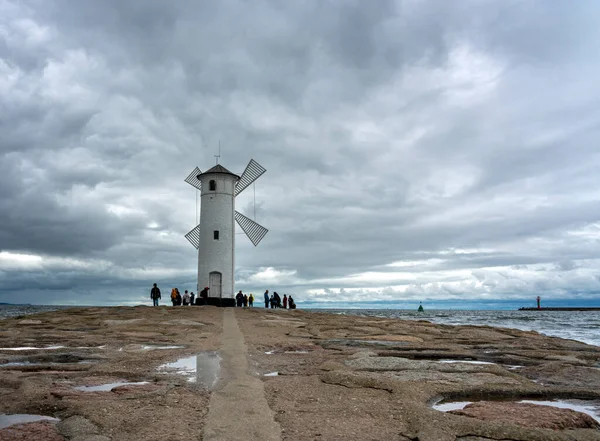 Famous Mhlenbake Lighthouse Mole Swinoujscie Island Usedom Mecklenburg West Pomerania Stok Resim