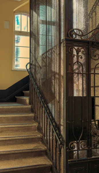 Decorated Door Historic Elevator Old Factory Berlin Germany — Stockfoto