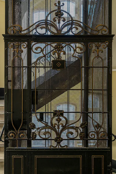 Decorated Door Historic Elevator Old Factory Berlin Germany — стоковое фото