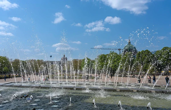 Fountains and water fountains at Alexanderplatz, Mitte, Berlin, Germany