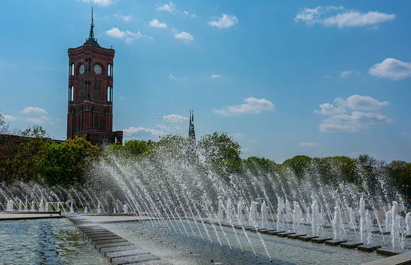 Fountains and water fountains at Alexanderplatz, Mitte, Berlin, Germany