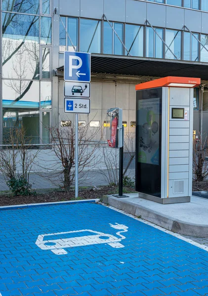 Charging Station Green Electricity Next Gas Station Berlin Germany — Stock Photo, Image