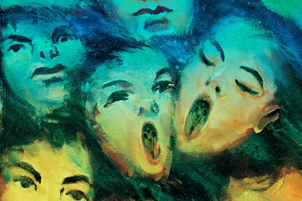 Collage Screaming Children Distress — Stock Photo, Image