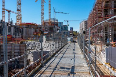 Berseequartier ve Hafencity 'deki büyük inşaat alanı, Hamburg, Almanya