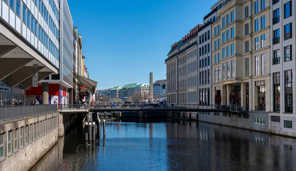 Rathausschleuse Alsterfleet Hamburg Tyskland — Stockfoto